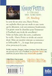 Harry Potter Tome 1 : Harry Potter à l'école des sorciers - 4ème de couverture - Format classique