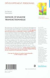 Manuel d'analyse transactionnelle - 4ème de couverture - Format classique