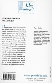 Le cancer du col de l'utérus - 4ème de couverture - Format classique