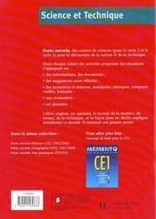 Sciences et technologie ; CE1 ; cahier d'activités - 4ème de couverture - Format classique