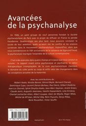 Avancées de la psychanalyse - 4ème de couverture - Format classique