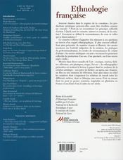 REVUE D'ETHNOLOGIE FRANCAISE N.1 ; l'art du travail (édition 2008) - 4ème de couverture - Format classique