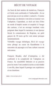 Récit de voyage - 4ème de couverture - Format classique