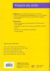 Produire des écrits ; CE2 ; cahier d'activités - 4ème de couverture - Format classique