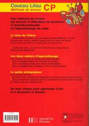 Coucou Lilou ; CP ; cahier d'apprentissage t.1 - 4ème de couverture - Format classique