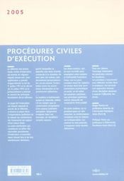 Procédures civiles d'exécution (2e édition) - 4ème de couverture - Format classique
