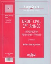Droit civil 1ère année ; introduction, personnes, famille (3e édition) - 4ème de couverture - Format classique