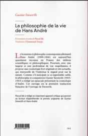 La philosophie de la vie de Hans André - 4ème de couverture - Format classique