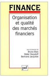 Organisation et qualité des marchés financiers - Couverture - Format classique