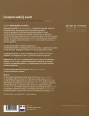 MONUMENTAL n.2008/1 : patrimoine mondial - 4ème de couverture - Format classique