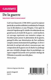 De la guerre - 4ème de couverture - Format classique