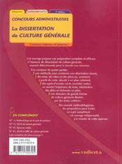 La Dissertation De Culture Generale - 4ème de couverture - Format classique