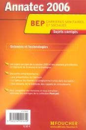 Annatec Foucher-Bep ; Sujets Corriges (édition 2006) - 4ème de couverture - Format classique