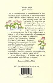 Contes du Bengale ; le prince aux rubis et autres contes - 4ème de couverture - Format classique