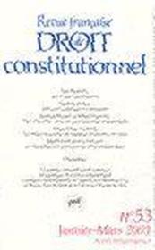 REVUE FRANCAISE DE DROIT CONSTITUTIONNEL Tome 53 (édition 2003) - Couverture - Format classique