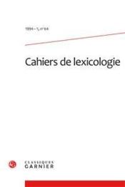 Cahiers de lexicologie n.64 ; 1994-1 - Couverture - Format classique