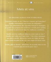 Mets et vins - 4ème de couverture - Format classique
