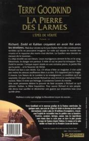 L'Epée de Vérité Tome 2 : la pierre des larmes - 4ème de couverture - Format classique