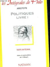 Int phil 01 politiques livre i - Couverture - Format classique