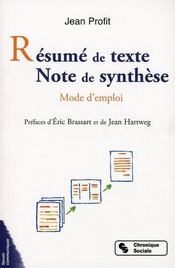Résume de texte, note de synthèse ; mode d'emploi - Intérieur - Format classique