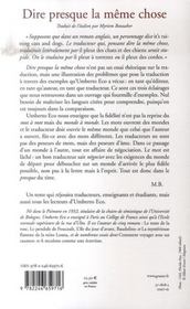 Dire presque la même chose ; expériences de traduction - 4ème de couverture - Format classique