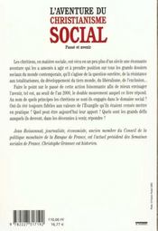 Aventure Du Christianisme Social - 4ème de couverture - Format classique