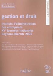 Gestion et droit ; institut d'administration des entreprises, XVe journées nationales Bayonne-Biarritz 2000 - Intérieur - Format classique