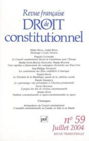 Revue Francaise De Droit Constitutionnel N.59 - Couverture - Format classique
