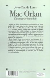 Mac Orlan ; l'aventurier immobile - 4ème de couverture - Format classique