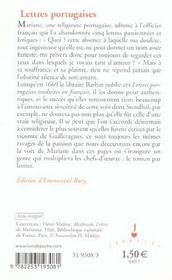 Lettres portugaises - 4ème de couverture - Format classique