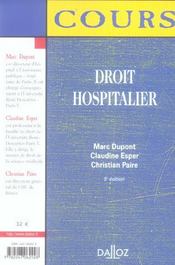 Droit hospitalier (5e édition) - 4ème de couverture - Format classique