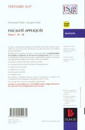 Fiscalite Appliquee 2000-2001t.2 - 4ème de couverture - Format classique