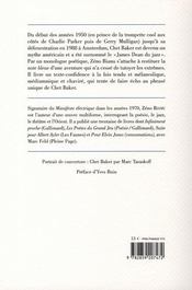 Chet Baker (déploration) - 4ème de couverture - Format classique