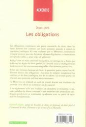 Droit Civil ; Les Obligations - 4ème de couverture - Format classique