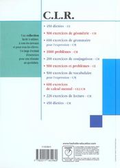 C.L.R ; 450 dictées ; CE ; livre élève (édition 2001) - 4ème de couverture - Format classique