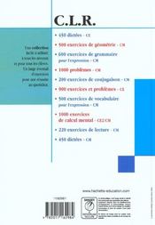 C.L.R ; 500 exercices de vocabulaire pour l'expression ; CM ; livre de l'élève - 4ème de couverture - Format classique