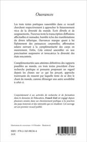 Ouvrances ; traverses ; Cela - 4ème de couverture - Format classique