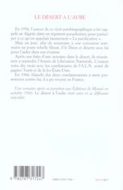 Le désert à l'aube - 4ème de couverture - Format classique