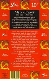 Manifeste du parti communiste ; lire le manifeste - 4ème de couverture - Format classique