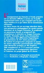 Pratique de la langue francaise à l'école t.2 ; vocabulaire, orthographe, conjugaison - 4ème de couverture - Format classique