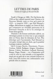 Lettres de paris - 4ème de couverture - Format classique