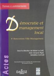 Democratie et management local - 4e rencontres ville-management  - Robert Le Duff - Le Duff/Rigal 