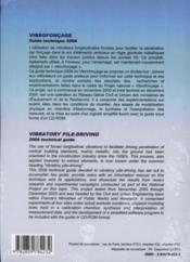 Vibrofonçage, vibratory pile-driving ; guide technique 2006 ; opération du réseau génie civil et urbain - 4ème de couverture - Format classique