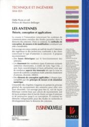 Les antennes ; théorie, conception et applications - 4ème de couverture - Format classique