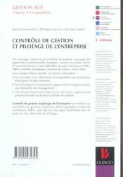 Controle De Gestion Et Pilotage De L'Entreprise - 4ème de couverture - Format classique