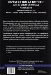 Qu'est-ce que la justice ? droit et morale - 4ème de couverture - Format classique