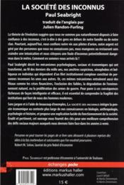La société des inconnus : histoire naturelle de la collectivité humaine - 4ème de couverture - Format classique