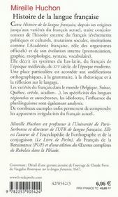 Histoire de la langue francaise: inedit - 4ème de couverture - Format classique