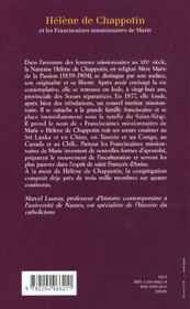 Hélène Chappotin et les franciscaines missionnaires de Marie - 4ème de couverture - Format classique