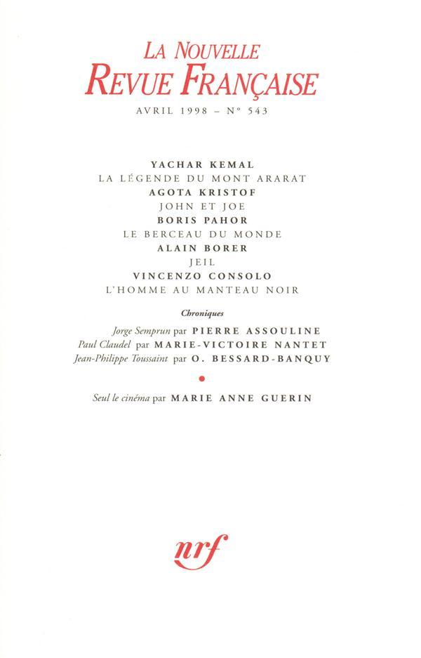 La nouvelle revue francaise N.543 ; Avril 1998